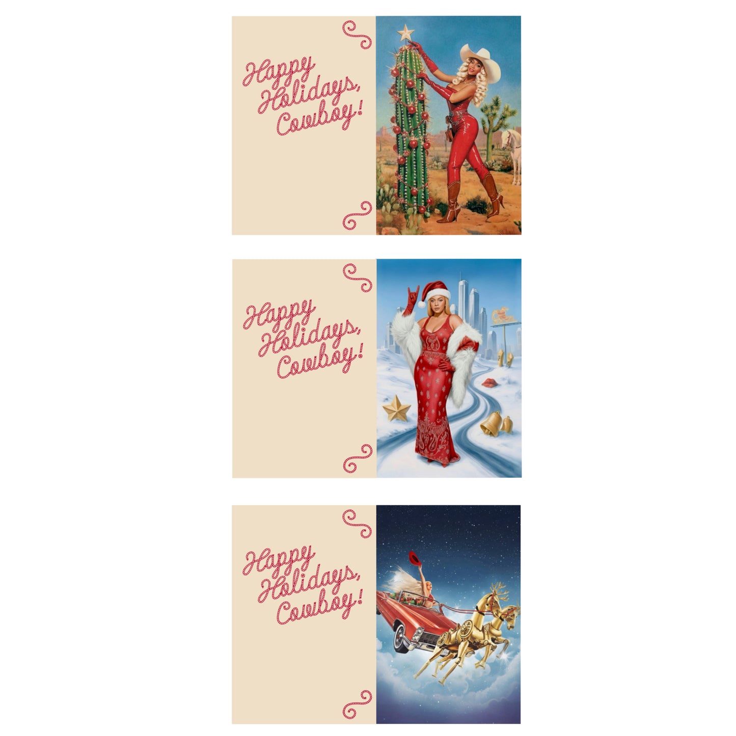 3 HOLIDAYONCÉ POSTCARDS