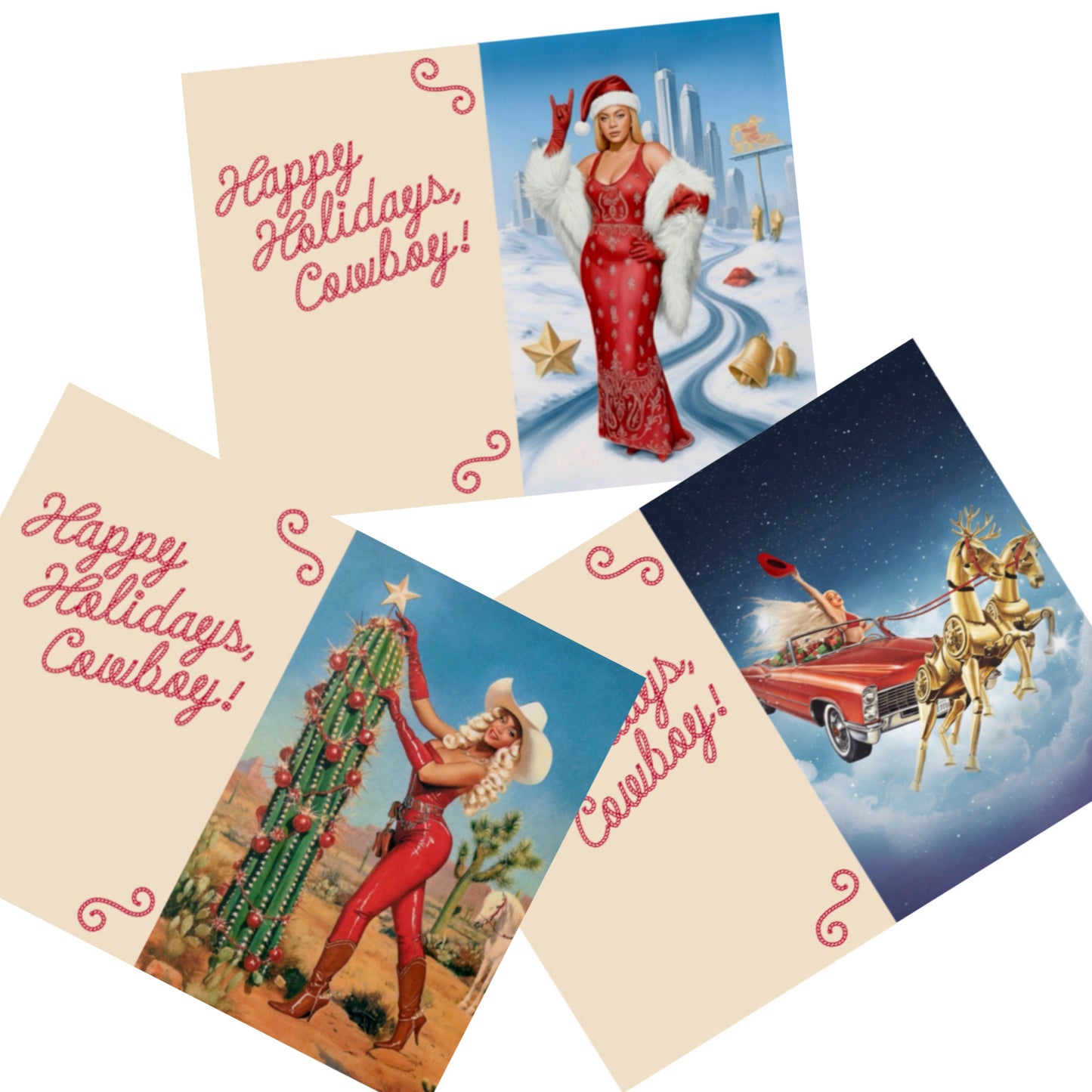 3 HOLIDAYONCÉ POSTCARDS